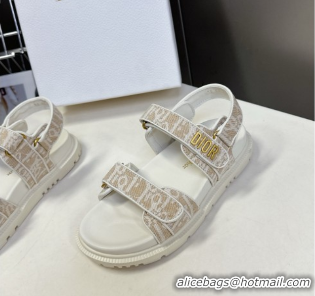 Classic Hot Dior Dioract Sandal in Beige Jacquard with Dior Oblique 5051504