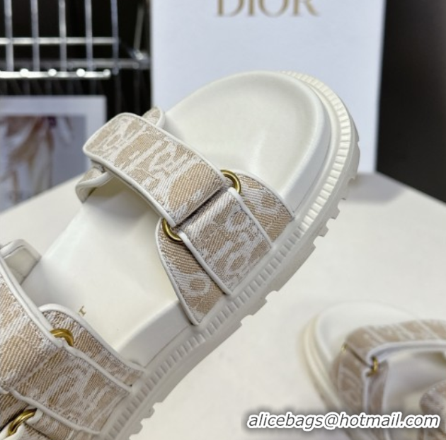 Classic Hot Dior Dioract Sandal in Beige Jacquard with Dior Oblique 5051504
