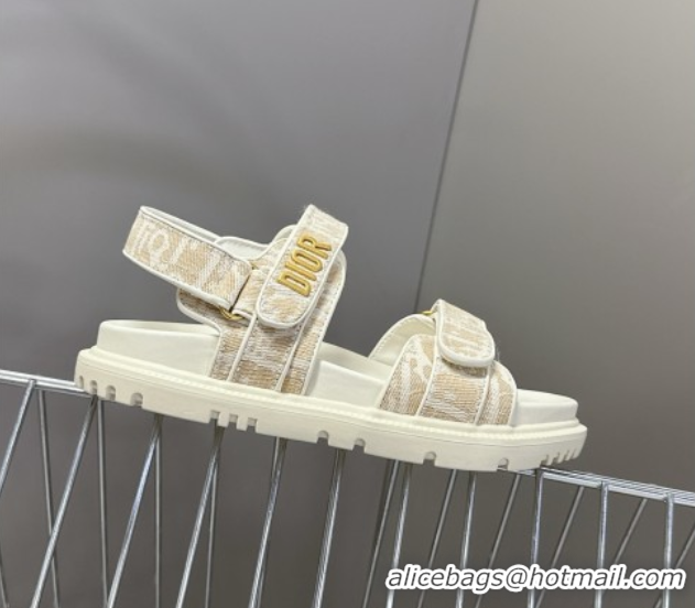 Classic Hot Dior Dioract Sandal in Beige Jacquard with Dior Oblique 5051504