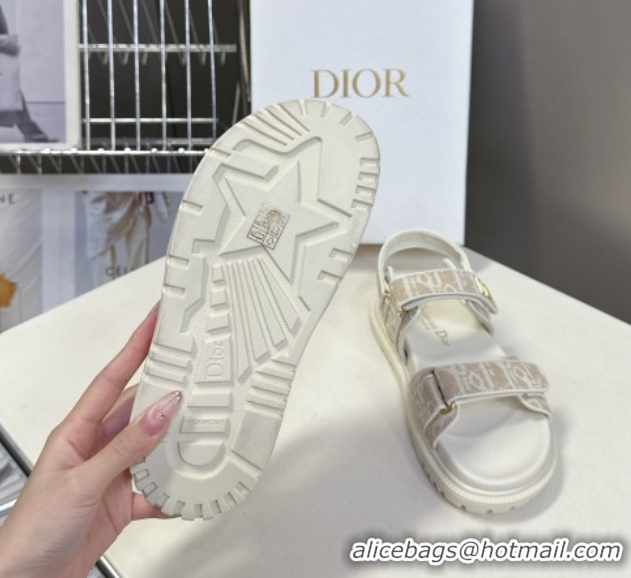 Classic Hot Dior Dioract Sandal in Beige Jacquard with Dior Oblique 5051504