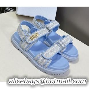 Shop Duplicate Dior Dioract Sandal in Sky Blue Cannage Tweed 051505