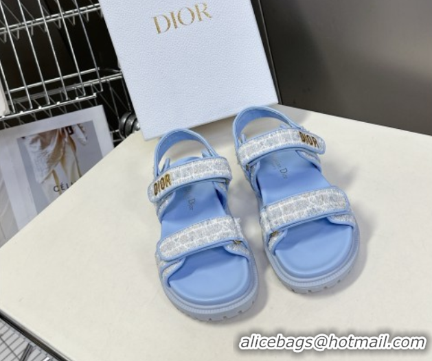 Shop Duplicate Dior Dioract Sandal in Sky Blue Cannage Tweed 051505