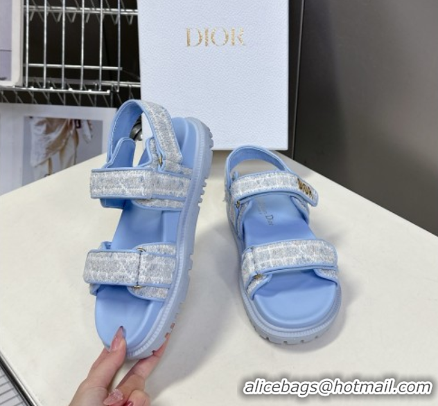 Shop Duplicate Dior Dioract Sandal in Sky Blue Cannage Tweed 051505