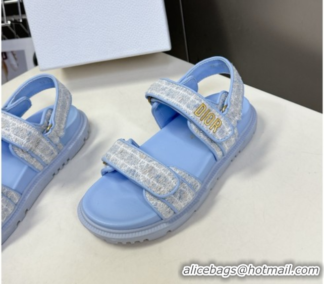 Shop Duplicate Dior Dioract Sandal in Sky Blue Cannage Tweed 051505