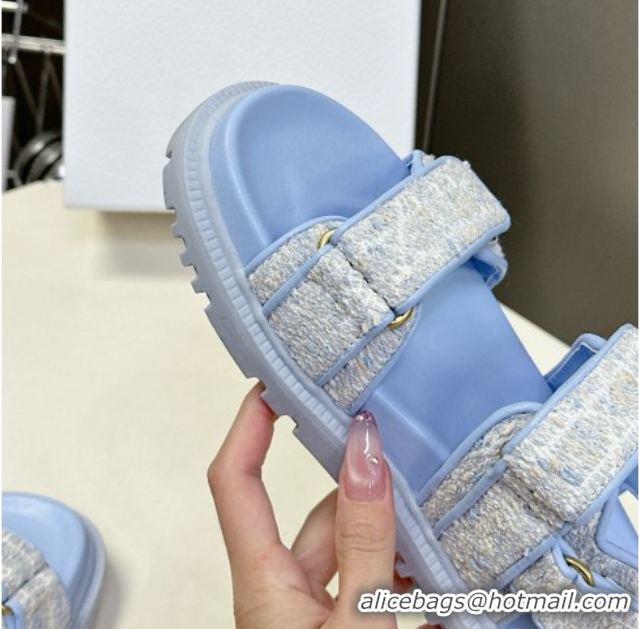 Shop Duplicate Dior Dioract Sandal in Sky Blue Cannage Tweed 051505