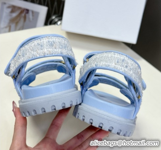 Shop Duplicate Dior Dioract Sandal in Sky Blue Cannage Tweed 051505
