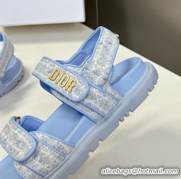 Shop Duplicate Dior Dioract Sandal in Sky Blue Cannage Tweed 051505