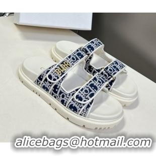Best Product Dior Dioract Slide Sandal in Deep Blue Jacquard with Dior Oblique 5051602