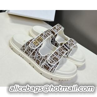 Purchase Dior Dioract Slide Sandal in Brown Jacquard with Dior Oblique 5051605