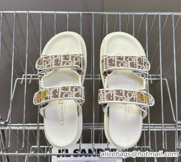 Purchase Dior Dioract Slide Sandal in Brown Jacquard with Dior Oblique 5051605