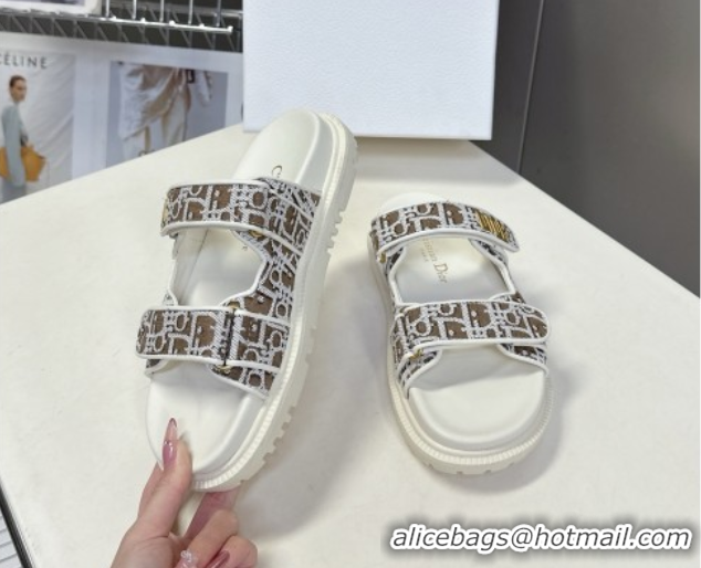 Purchase Dior Dioract Slide Sandal in Brown Jacquard with Dior Oblique 5051605