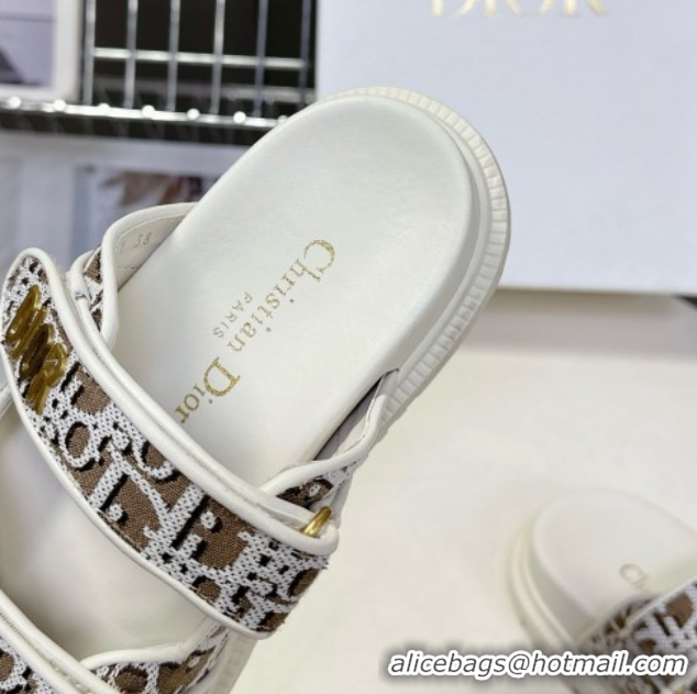 Purchase Dior Dioract Slide Sandal in Brown Jacquard with Dior Oblique 5051605