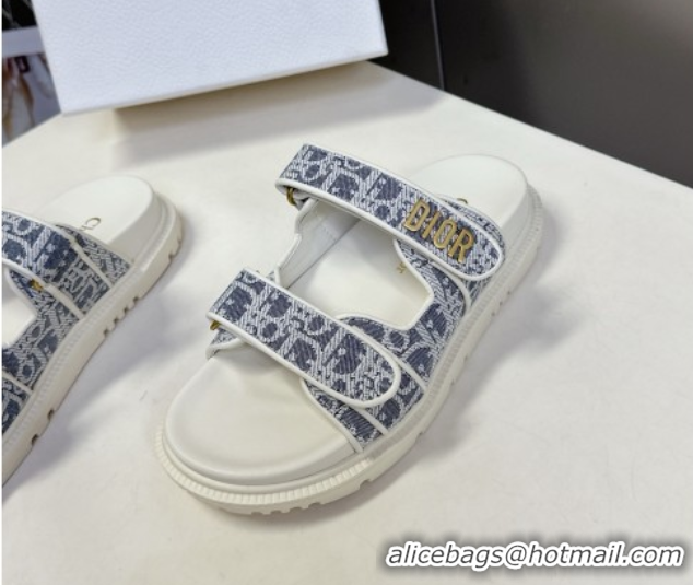 Cheap Price Dior Dioract Slide Sandal in Blue Jacquard with Dior Oblique 5051604