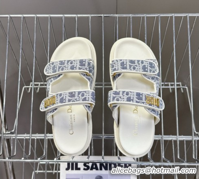 Cheap Price Dior Dioract Slide Sandal in Blue Jacquard with Dior Oblique 5051604