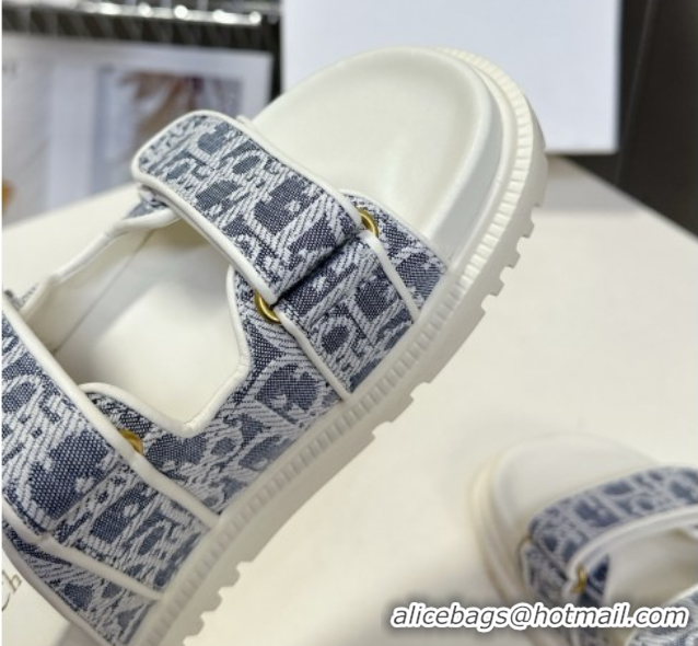 Cheap Price Dior Dioract Slide Sandal in Blue Jacquard with Dior Oblique 5051604