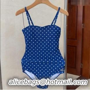 ​Hot Sell Cheap Dior One-Piece Dotted Swimwear 0616 Blue 2025