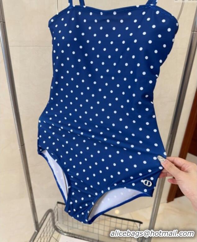 ​Hot Sell Cheap Dior One-Piece Dotted Swimwear 0616 Blue 2025