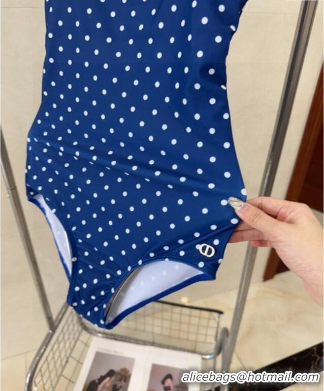 ​Hot Sell Cheap Dior One-Piece Dotted Swimwear 0616 Blue 2025