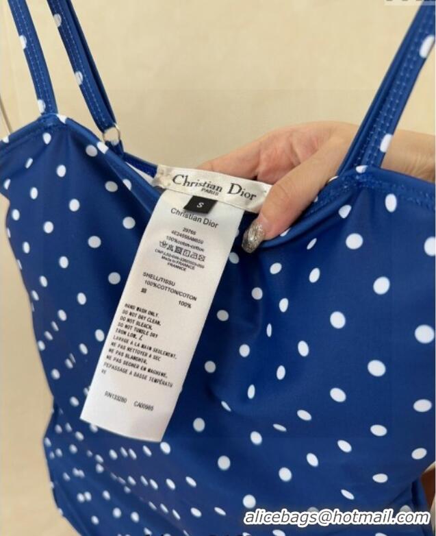 ​Hot Sell Cheap Dior One-Piece Dotted Swimwear 0616 Blue 2025