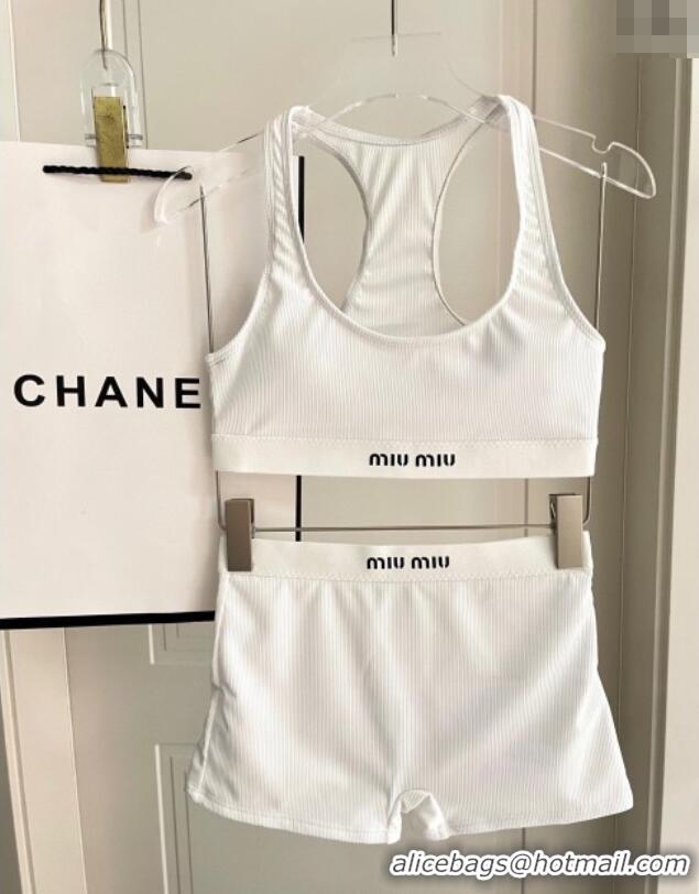 Famous Brand Miu Miu Knit Two-Pieces Swimwear 0616 White 2025