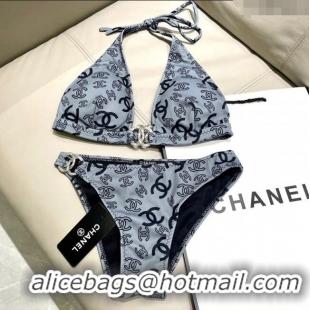 Famous Brand Chanel Two-Pieces Swimwear 0616 Dark Grey 2025
