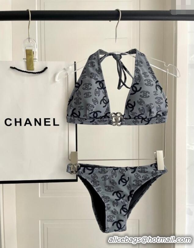 Famous Brand Chanel Two-Pieces Swimwear 0616 Dark Grey 2025