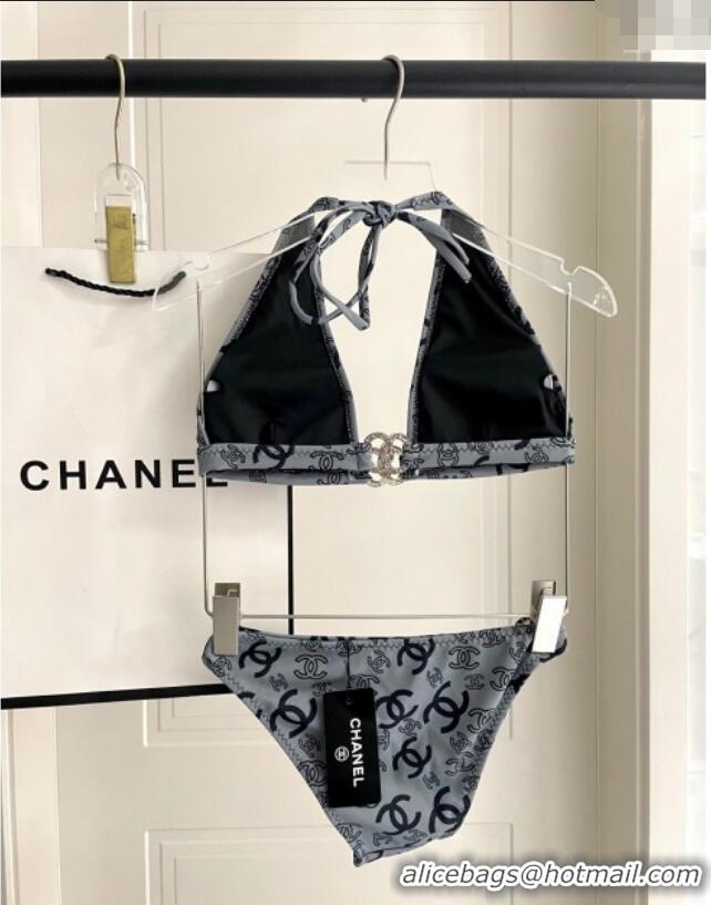Famous Brand Chanel Two-Pieces Swimwear 0616 Dark Grey 2025