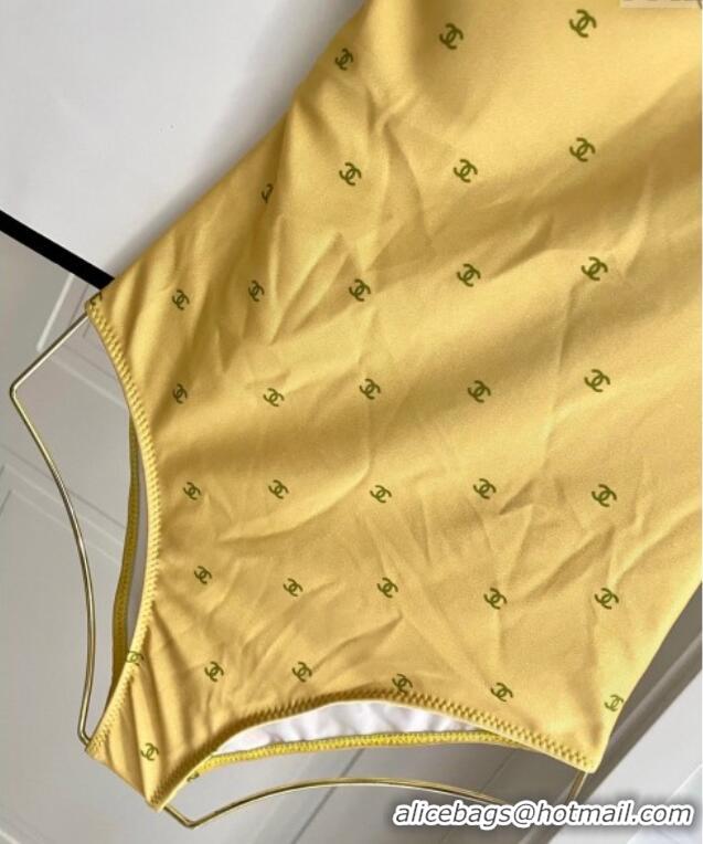 Low Cost Chanel One-Piece Swimwear with CC Allover 0616 Yellow 2025