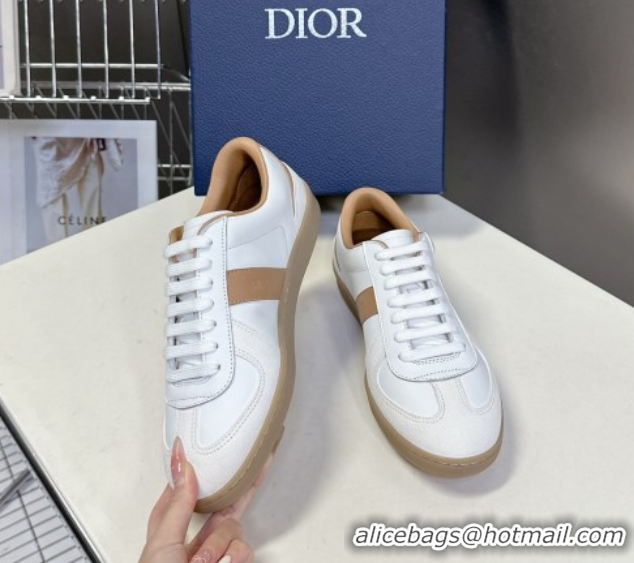 Unique Style Dior B01 Matchpoint Sneakers in Calfskin and Suede Cognac Brown/White 0605035