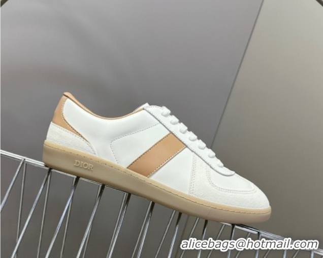 Unique Style Dior B01 Matchpoint Sneakers in Calfskin and Suede Cognac Brown/White 0605035