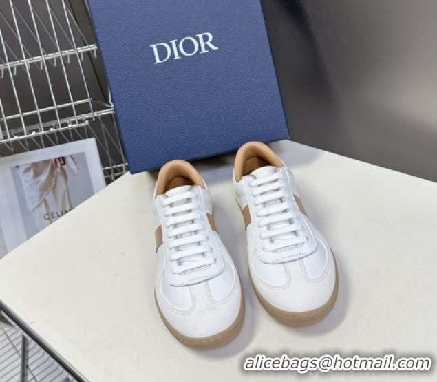 Unique Style Dior B01 Matchpoint Sneakers in Calfskin and Suede Cognac Brown/White 0605035