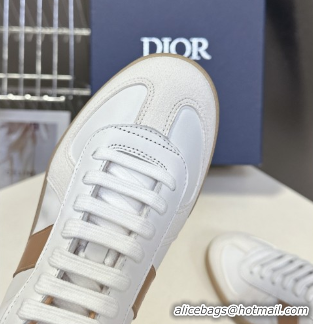 Unique Style Dior B01 Matchpoint Sneakers in Calfskin and Suede Cognac Brown/White 0605035