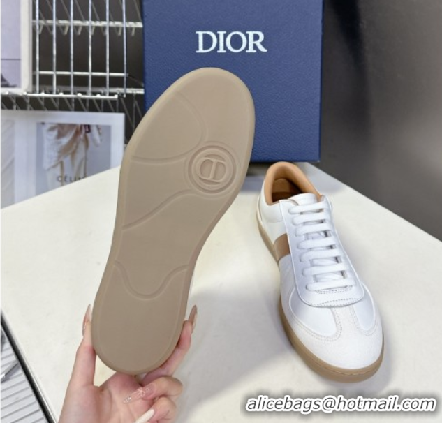 Unique Style Dior B01 Matchpoint Sneakers in Calfskin and Suede Cognac Brown/White 0605035