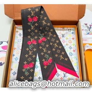 Discount Louis Vuitton LV x TM Cherry Bandeau Scarf 5x120cm M96085 Brown 2025