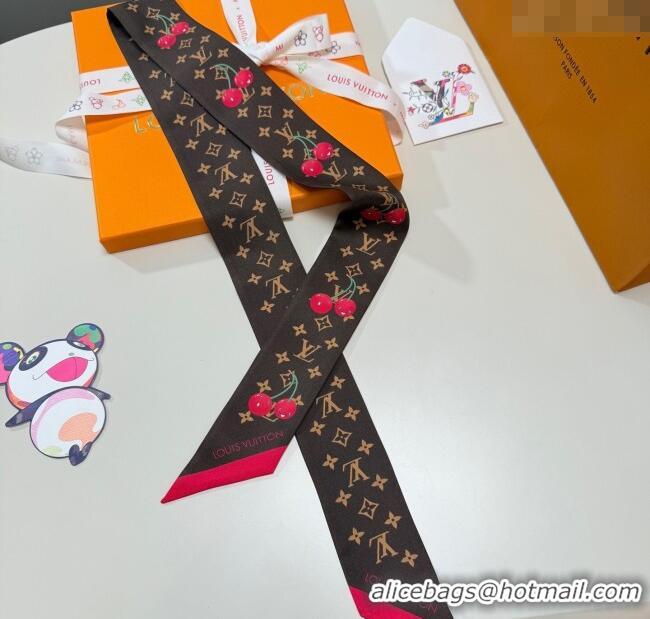 Discount Louis Vuitton LV x TM Cherry Bandeau Scarf 5x120cm M96085 Brown 2025