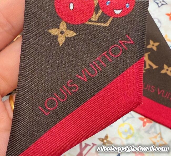 Discount Louis Vuitton LV x TM Cherry Bandeau Scarf 5x120cm M96085 Brown 2025