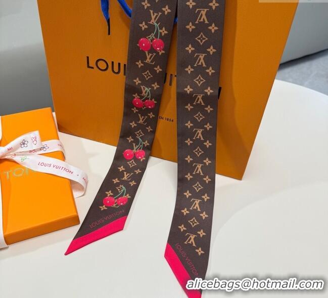 Discount Louis Vuitton LV x TM Cherry Bandeau Scarf 5x120cm M96085 Brown 2025