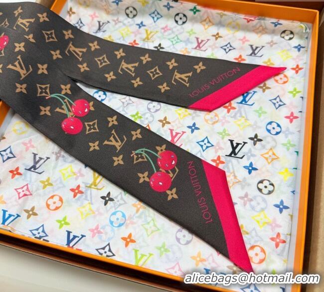 Discount Louis Vuitton LV x TM Cherry Bandeau Scarf 5x120cm M96085 Brown 2025