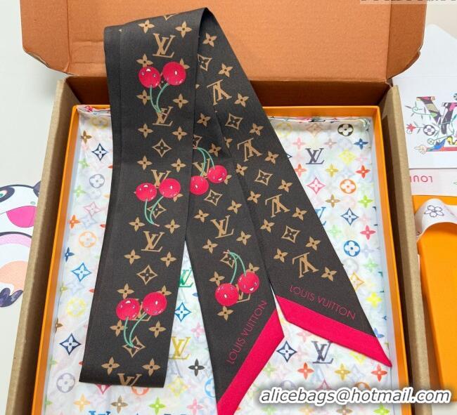 Discount Louis Vuitton LV x TM Cherry Bandeau Scarf 5x120cm M96085 Brown 2025