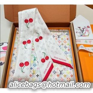 Famous Brand Louis Vuitton LV x TM Cherry Bandeau Scarf 5x120cm M96085 White 2025