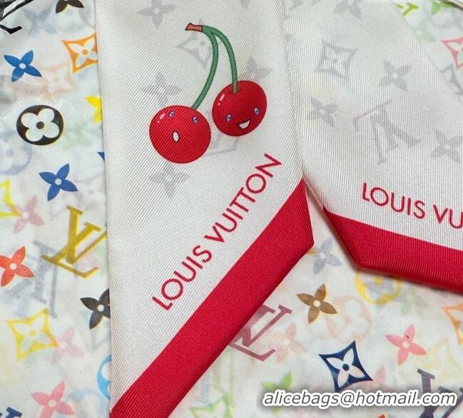 Famous Brand Louis Vuitton LV x TM Cherry Bandeau Scarf 5x120cm M96085 White 2025