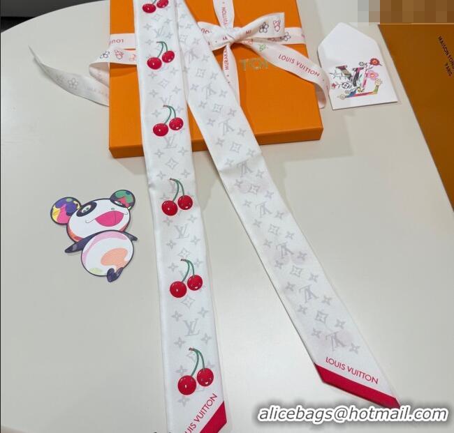 Famous Brand Louis Vuitton LV x TM Cherry Bandeau Scarf 5x120cm M96085 White 2025
