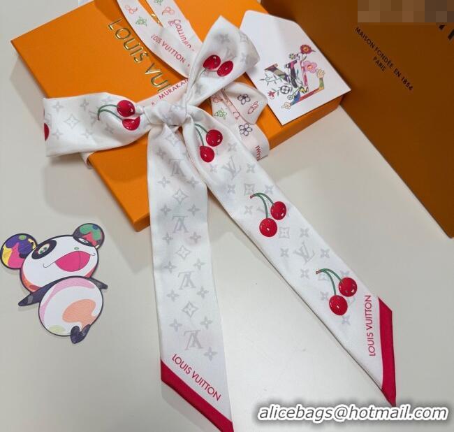 Famous Brand Louis Vuitton LV x TM Cherry Bandeau Scarf 5x120cm M96085 White 2025