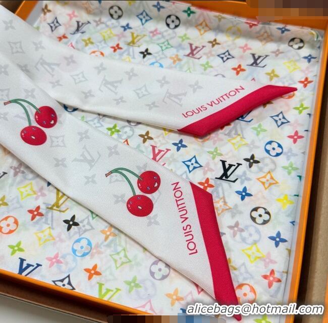 Famous Brand Louis Vuitton LV x TM Cherry Bandeau Scarf 5x120cm M96085 White 2025