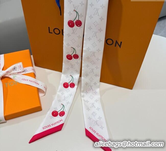 Famous Brand Louis Vuitton LV x TM Cherry Bandeau Scarf 5x120cm M96085 White 2025