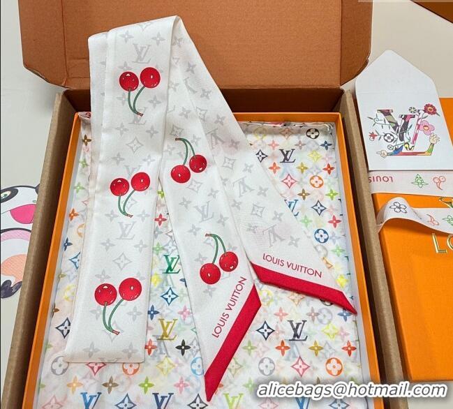 Famous Brand Louis Vuitton LV x TM Cherry Bandeau Scarf 5x120cm M96085 White 2025