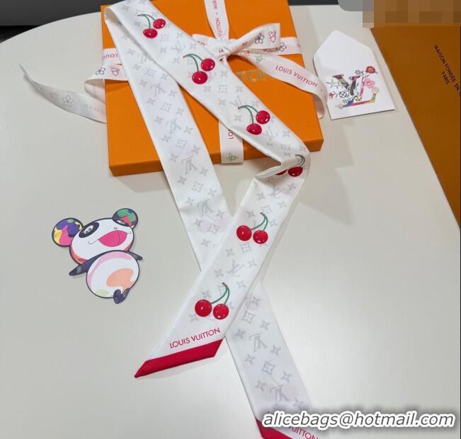 Famous Brand Louis Vuitton LV x TM Cherry Bandeau Scarf 5x120cm M96085 White 2025