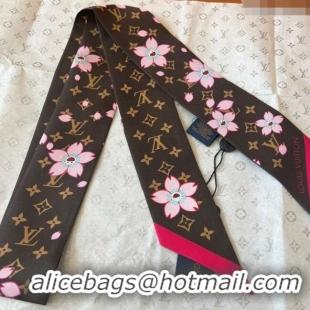 Good Taste Louis Vuitton LV x TM Cherry Blosoom BB Silk Bandeau Scarf 5x120cm L7048 Brown 2025
