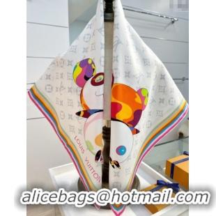 Discount Louis Vuitton LV x TM Superflat Characters Silk Square Scarf 90x90cm 0618 White 2025