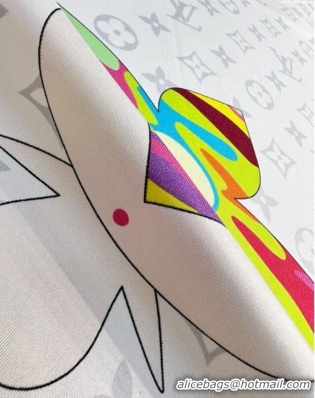 Discount Louis Vuitton LV x TM Superflat Characters Silk Square Scarf 90x90cm 0618 White 2025